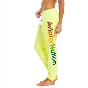 Aviator Nation Venice CA Neon Yellow Sweatpants